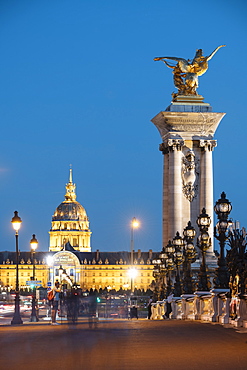 Pont Alexandre III and Les Invalides, Paris, Ile-de-France, France, Europe