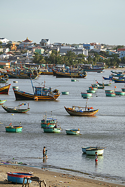 Fishing boats in bay, Mũi Né, Bình Thuận Province, Vietnam