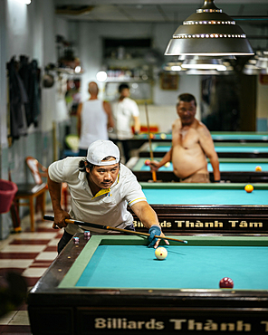 Billiards hall at night, Saigon, Ho Chi Minh City, Vietnam
