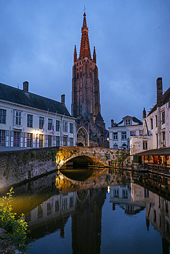 De Dijver Viewpoint at night, Bruges, Belgium