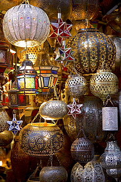 Lanterns for sale in the souk, Marrakesh, Morocco, North Africa, Africa 