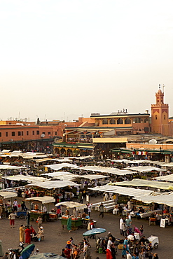 Marrakesh at dusk, Djemaa el-Fna, Marrakech, Morocco, North Africa, Africa 