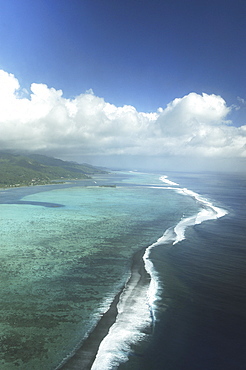 Aerial view of Raiatea coastline. French Polynesia.