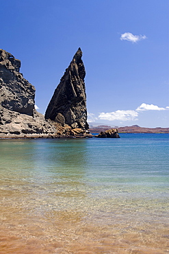 Famous pinnacle at Bartholome Island in the Galapagos Island Archipeligo, Ecuador.