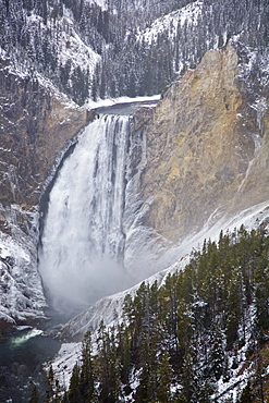 Yellowstone Falls on the Yellowstone River in Yellowstone National Park in the late fall.