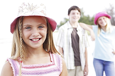 Children posing on beach