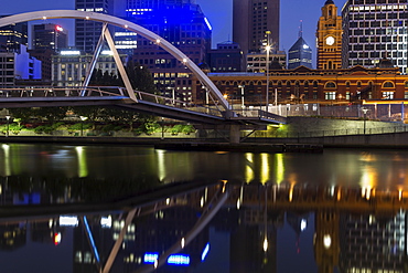 Cityscape with Flinders Street Station, Melbourne, Victoria, Australia