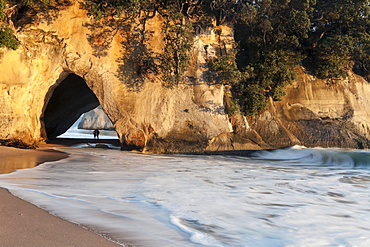 Natural cathedral on beach, New Zealand, Coromandel Peninsula 