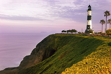 Miraflores, Lighthouse at sunset, Peru, Lima, Miraflores