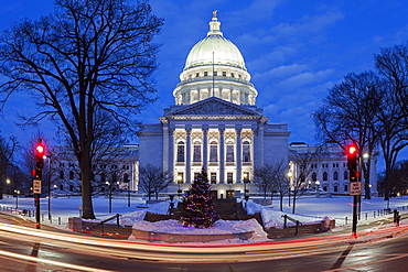 Illuminated State Capitol Building, Madison, Wisconsin