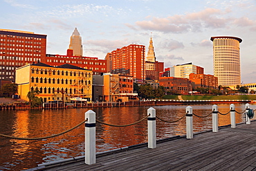 Cityscape at sunset, Cleveland, Ohio