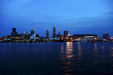 Cityscape at night, Cleveland, Ohio