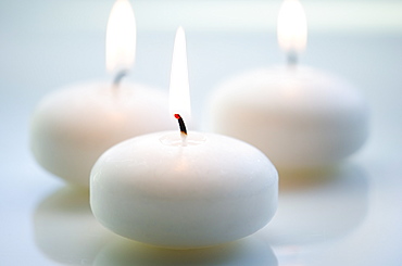 Close-up of white candles