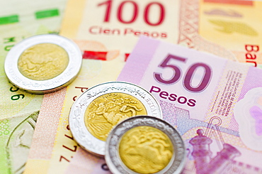 Studio shot of Mexican currency