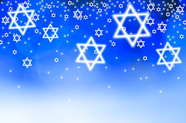 Stars of David against blue background, studio shot