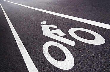 Sign on bike lane