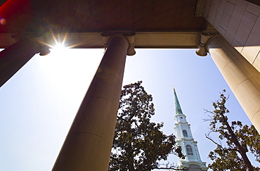 USA, Georgia, Savannah, Presbyterian church tower 