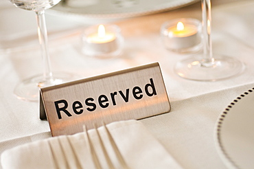 Reservation tag on dining table