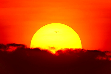 Large sun at sunset