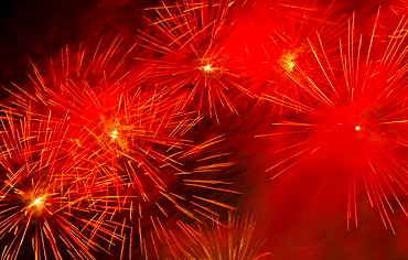 Fireworks explosion against night sky