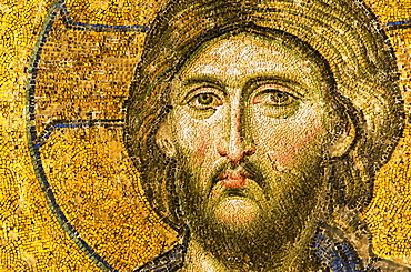 Turkey, Istanbul, Mosaic of Christ Pantocrator in Haghia Sophia Mosque 