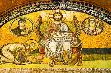 Turkey, Istanbul, Mosaic of Leo VI kneeling before Jesus in Haghia Sophia Mosque 