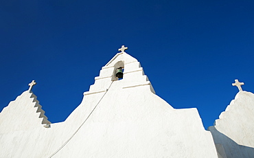 Greece, Cyclades Islands, Mykonos, Church bell tower