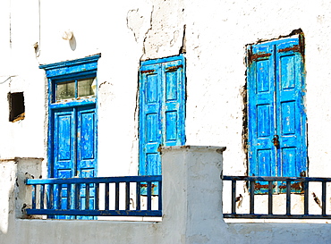 Greece, Cyclades Islands, Mykonos, Old blue doors