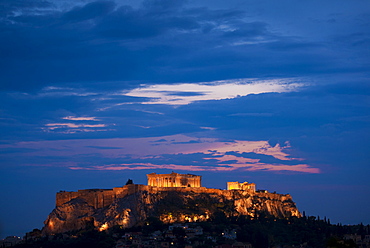 Greece, Athens, Acropolis illuminated at night