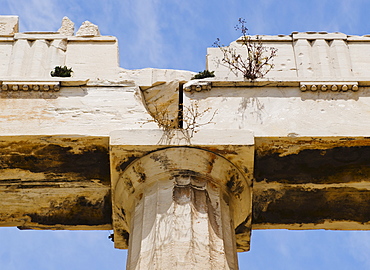 Greece, Athens, Acropolis, Doric column of Propylaea