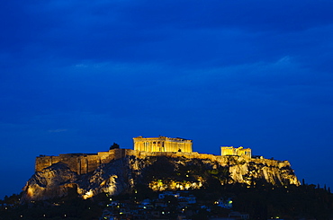 Greece, Athens, Acropolis illuminated at night