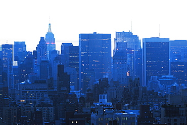 Skyline at dusk, USA, New York State, New York City