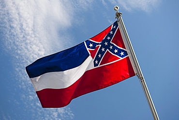 USA, Mississippi State flag against sky