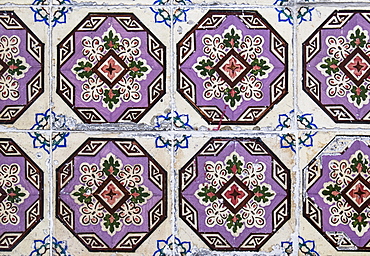 Close up of ornate tiles, Lisbon, Portugal