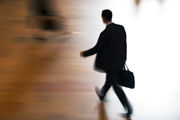 High angle view of man at Grand Central Station, USA, New York State, New York City