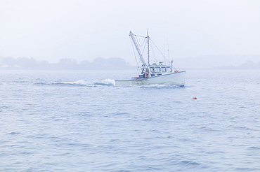 Lobster boat on sea, Portland, Maine