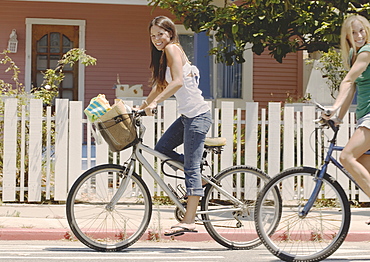 Teens riding bikes