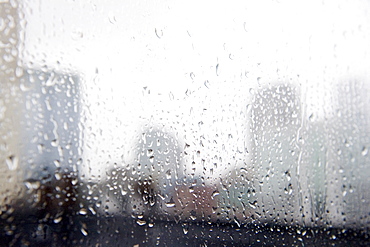 Close up of window in rainy day