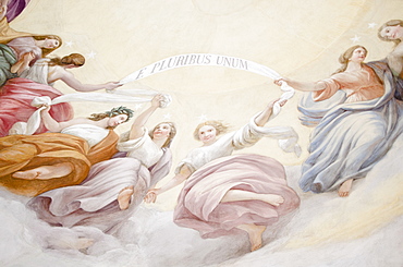 USA, Washington DC, Capitol Building, Close up of fresco on ceiling