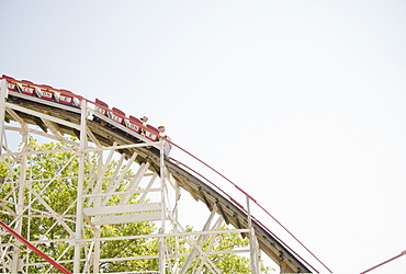 Roller coaster in amusement park, USA, New York State, New York City, Brooklyn, Coney Island