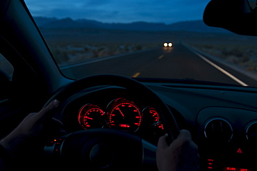 Car going through Death Valley National Park