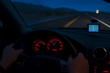 Car going through Death Valley National Park