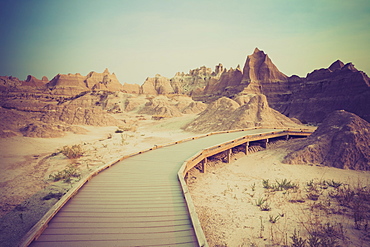 Boardwalk through the desert, USA, South Dakota, Badlands National Park