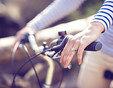 Close-up of handlebar, Central Park, New York City