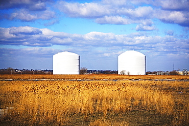 Cylindrical containers in rural area