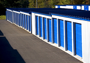 Row of outdoor self storage units