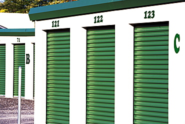 Row of outdoor self storage units