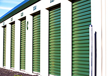 Row of outdoor self storage units