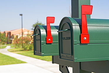 Close up of mailboxes