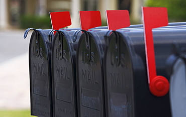 Close up of mailboxes